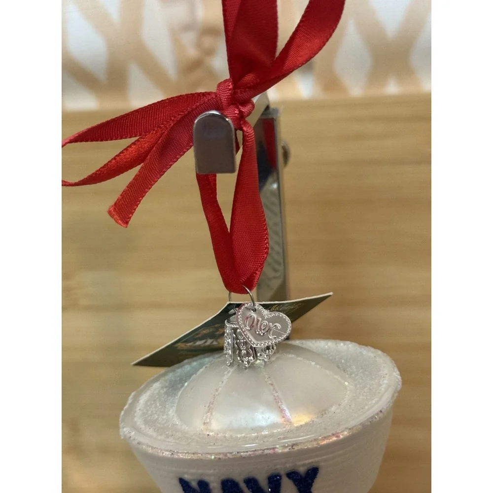 Old World Christmas Navy Cap Holiday Decorative Dixie Cup Sailor Hat Ornament